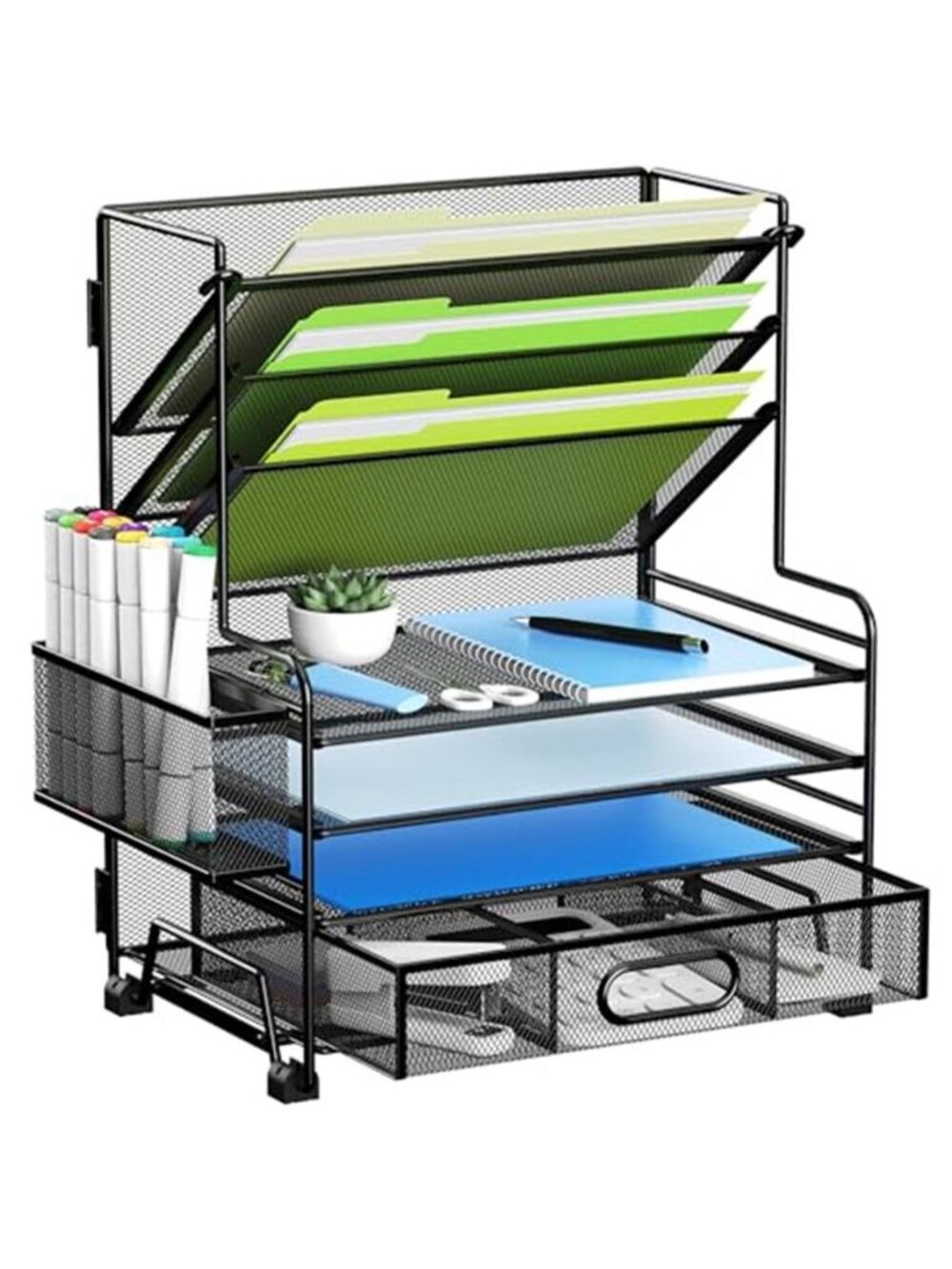 Desk Organizer File Tray Multi Tier Paper Holder Office Supply Storage Rack